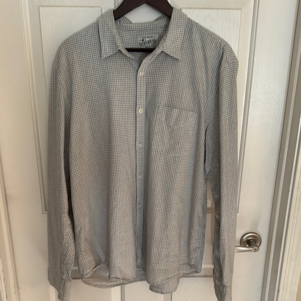 LUCKY BRAND Men's Gray Checkered Shirt SZ L great condition